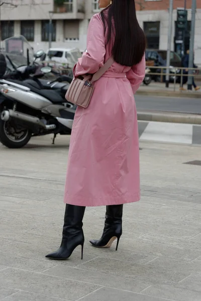 Moda Haftası Boyunca Milano Sokakları Şubat 2022 Max Mara Defilesinden — Stok fotoğraf
