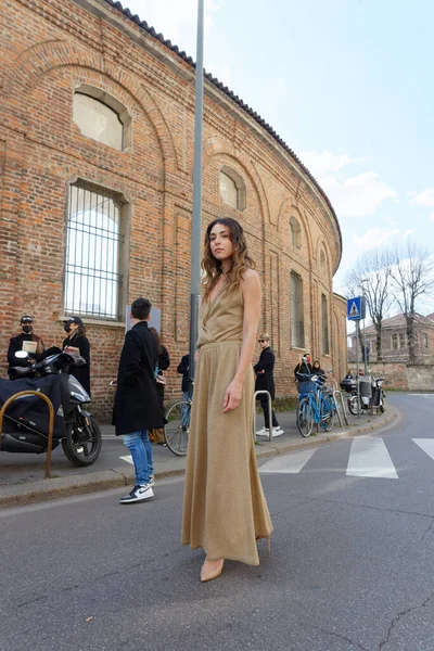 Guests Arrive Luisa Spagnoli Fashion Show Milan Fashion Week February — 스톡 사진