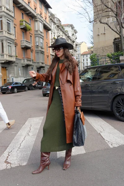 Guests Arrive Luisa Spagnoli Fashion Show Milan Fashion Week February — Stock Photo, Image