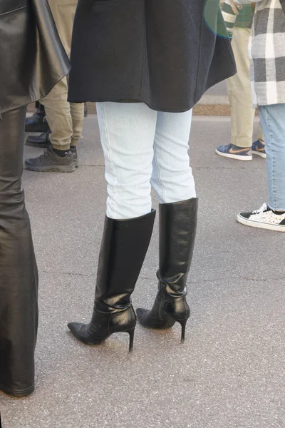 Guests Arrive Luisa Spagnoli Fashion Show Milan Fashion Week February — Stock Fotó