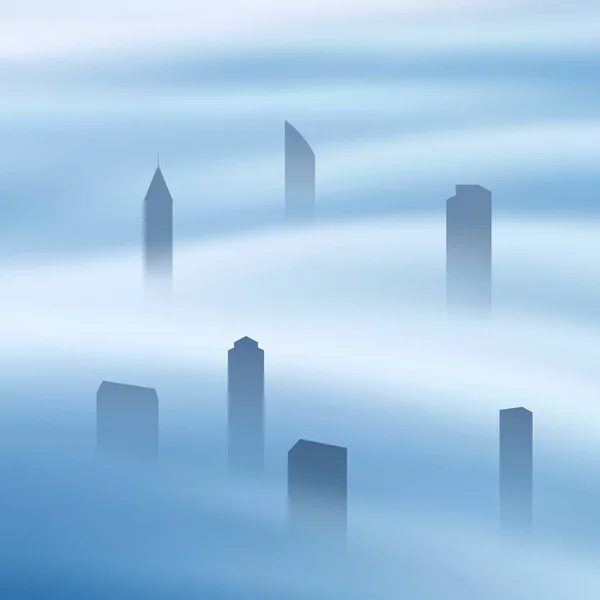 Hochhäuser Der Stadt Nebelwolken Pastellfarbene Nebelschwaden Stadtlandschaft — Stockvektor