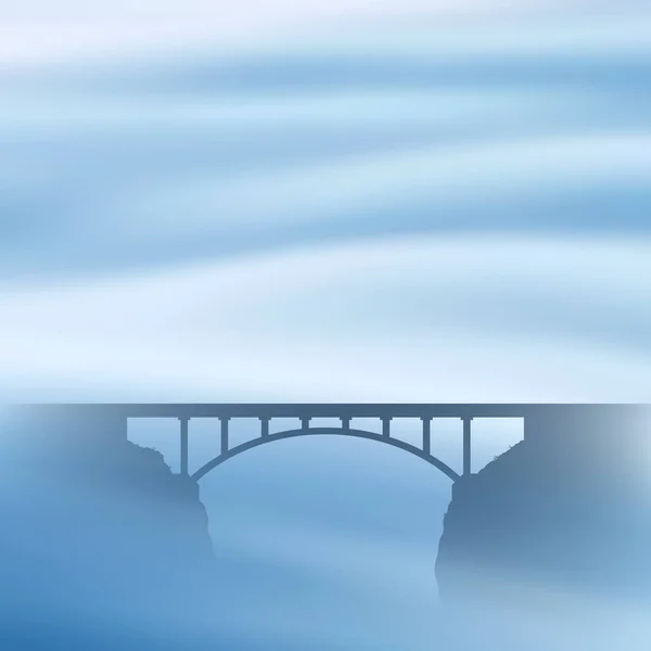 Мост Тумане Туманные Облака Пастельные Туманные Волны Городской Пейзаж — стоковый вектор
