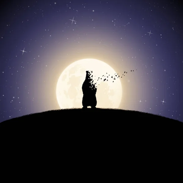 Ours Polaire Nuit Clair Lune Animal Danger Mort Delà — Image vectorielle