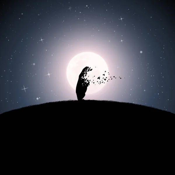 Ours Polaire Nuit Clair Lune Animal Danger Mort Delà — Image vectorielle