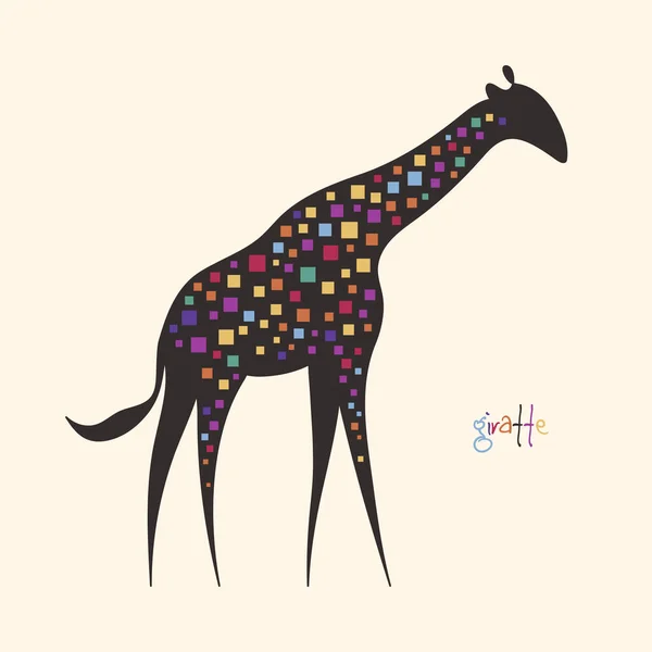 Abstract Giraffe Spotted Geometric Animal Colorful Square Stains —  Vetores de Stock