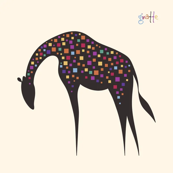 Abstract Giraffe Spotted Geometric Animal Colorful Square Stains — Vetor de Stock