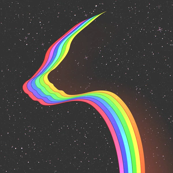 Bear Outline Abstract Animal Silhouette Space Rainbow Stars — ストックベクタ