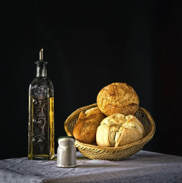 Bröd med olivolja — Stockfoto