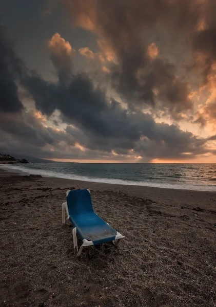 Tramonto mare con amaca — Foto Stock