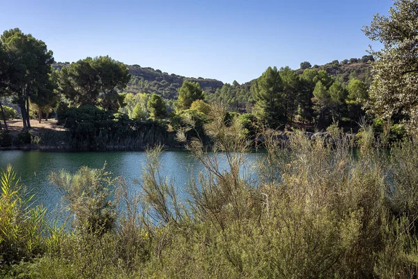 Paisaje Otoñal Con Lago Día Soleado —  Fotos de Stock