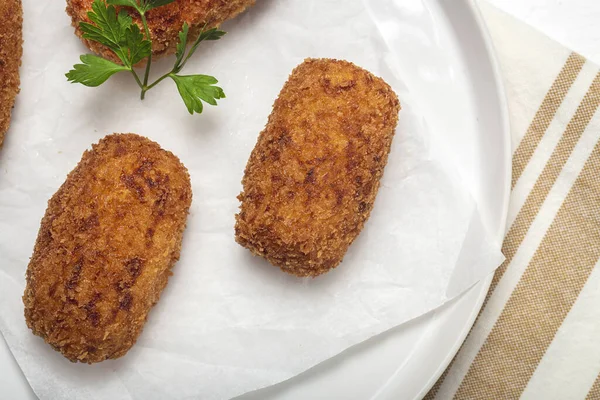 Kroket Ham Buatan Sendiri Khas Makanan Spanyol — Stok Foto