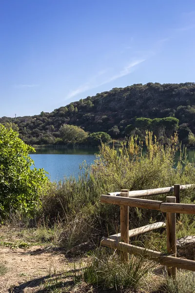 Paisaje Otoñal Con Lago Día Soleado — Foto de Stock