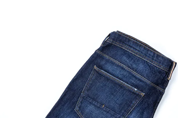 Blå Jeans Färgglada Bakgrund Isolerad Denim Mode Detaljer — Stockfoto