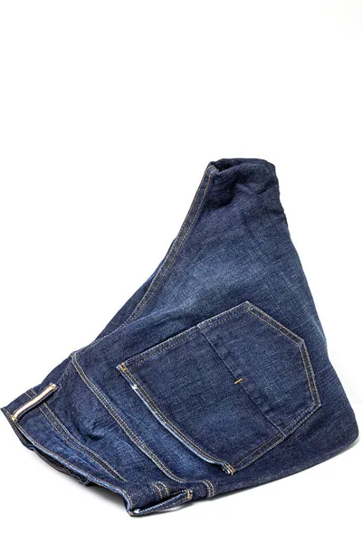 Pantalones Vaqueros Azules Sobre Fondo Colorido Aislado Denim Detalles Moda —  Fotos de Stock