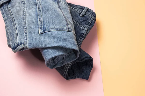 Blue Jeans Colorful Background Isolated Denim Fashion Details — Stock Photo, Image