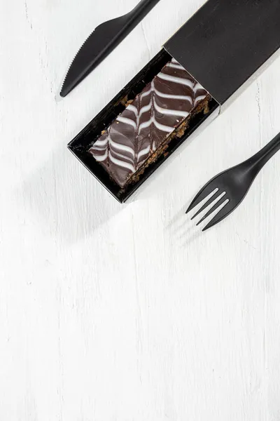 Chocolate Tradicional Millefoglie Francês Mille Feuille Fundo Branco Com Espaço — Fotografia de Stock