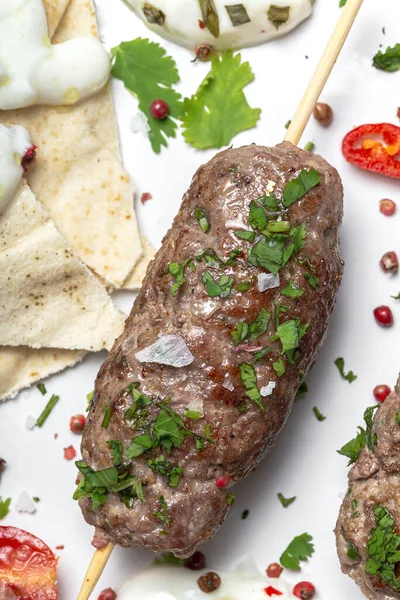 Traditional Homemade Kefta Kebab Meat Halal Concept Arabic Turkish Food — Stock Photo, Image