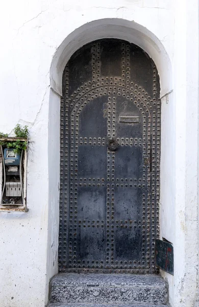 Arabská Architektura Staré Medině Ulice Dveře Okna Detaily Tangier Maroko — Stock fotografie