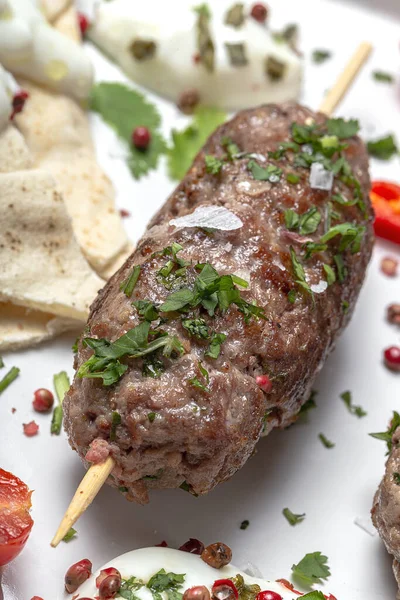 Traditional Homemade Kefta Kebab Meat Halal Concept Arabic Turkish Food — Stock Photo, Image