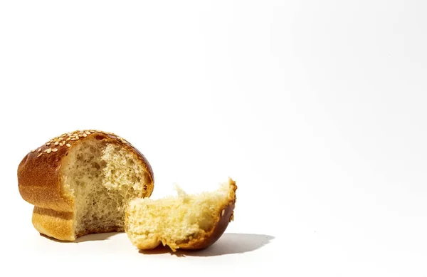 Bermacam Macam Roti Brioche Bulat Buatan Sendiri Dengan Biji Pada — Stok Foto