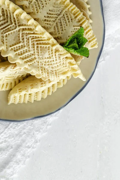 Dolci Fatti Casa Dalle Corna Gazzella Ramadan Dettaglio Primo Piano — Foto Stock