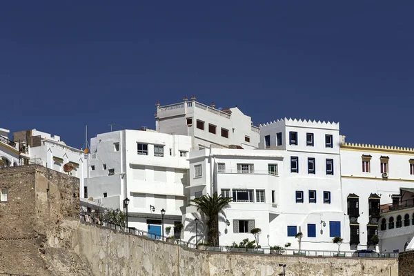 Arab Építészet Régi Medinában Utcák Ajtók Ablakok Részletek Tangier Marokkó — Stock Fotó
