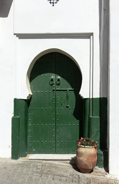 Arabská Architektura Staré Medíně Ulice Dveře Okna Detaily Tangier Maroko — Stock fotografie