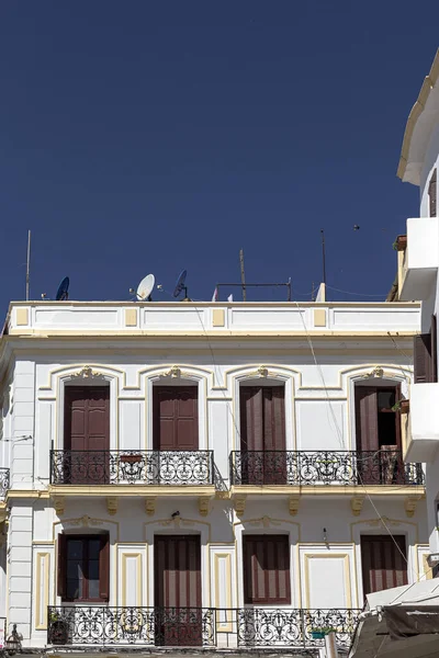 Arabische Architectuur Oude Medina Straten Deuren Ramen Details Tanger Marokko — Stockfoto