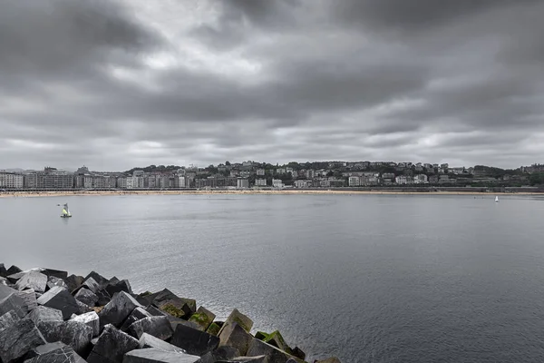 Concha Beach San Sebastian Basque Country Cloudy Day Cantabrian Sea — 스톡 사진