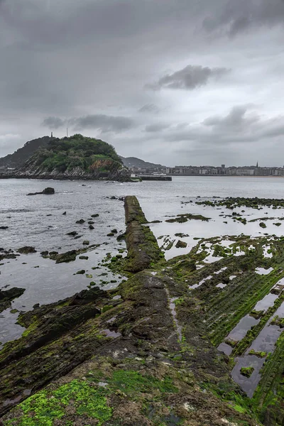 Concha Beach San Sebastian Basque Country Cloudy Day Cantabrian Sea — 스톡 사진