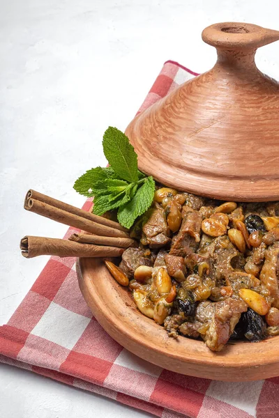 Tradizionale Carne Agnello Marocchina Tagine Dall Alto — Foto Stock