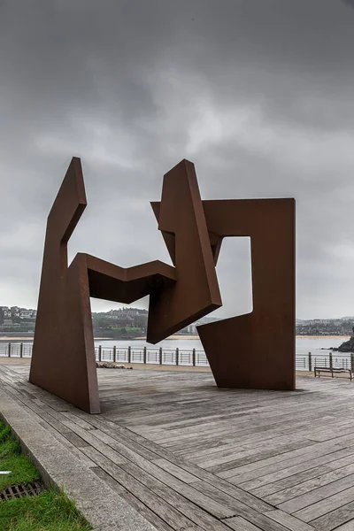 Sculptures San Sebastian Basque Country Cloudy Day — ストック写真