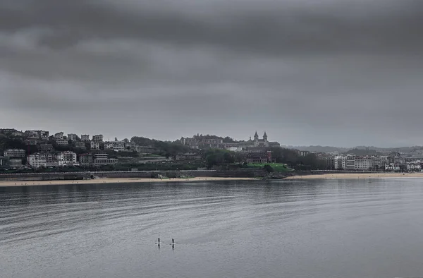 Concha Beach San Sebastian Basque Country Cloudy Day Cantabrian Sea — 스톡 사진