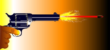 A revolver firing with the bullet shown leaving the barrel. clipart