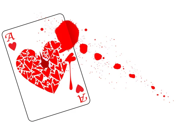 As de corazones con sangre — Vector de stock