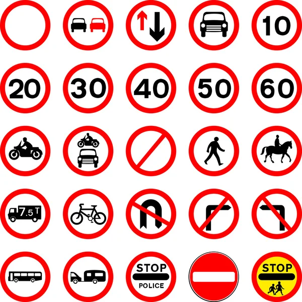 Road Signs - Red Round. — Stock Vector