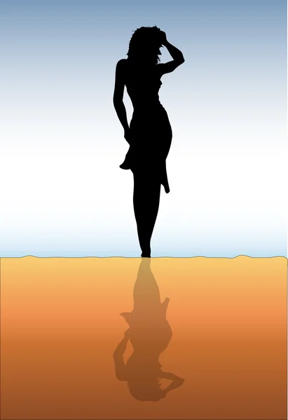 Fille sur la plage — Image vectorielle