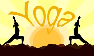 Gün batımında Yoga.