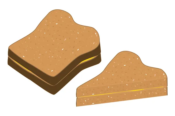 全麦面包和黄油. — 图库矢量图片