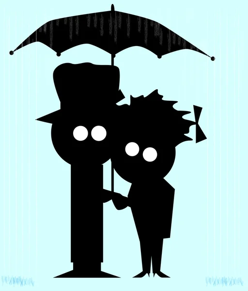 Couple In The Rain — Stock Vector