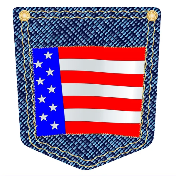 Stars and Stripes Denim Pocket — Stock Vector