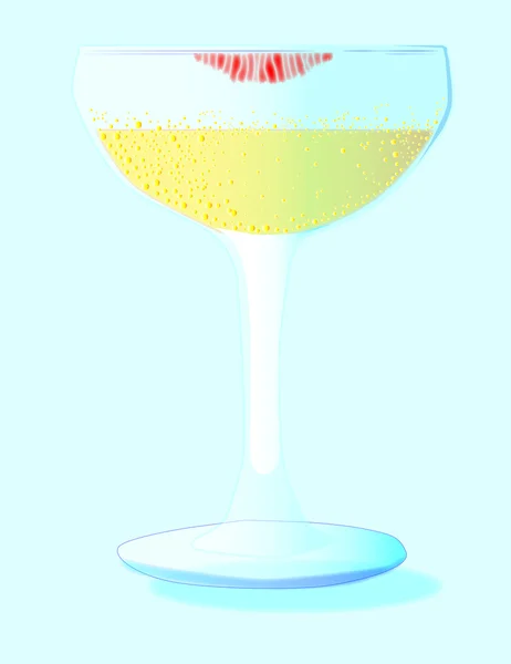 Rossetto su un bicchiere di Champagne — Vettoriale Stock