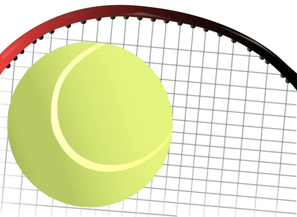 Pelota de tenis y raqueta — Vector de stock