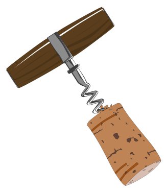 Corkscrew with Cork clipart