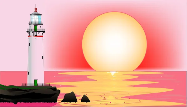 Faro puesta de sol — Vector de stock