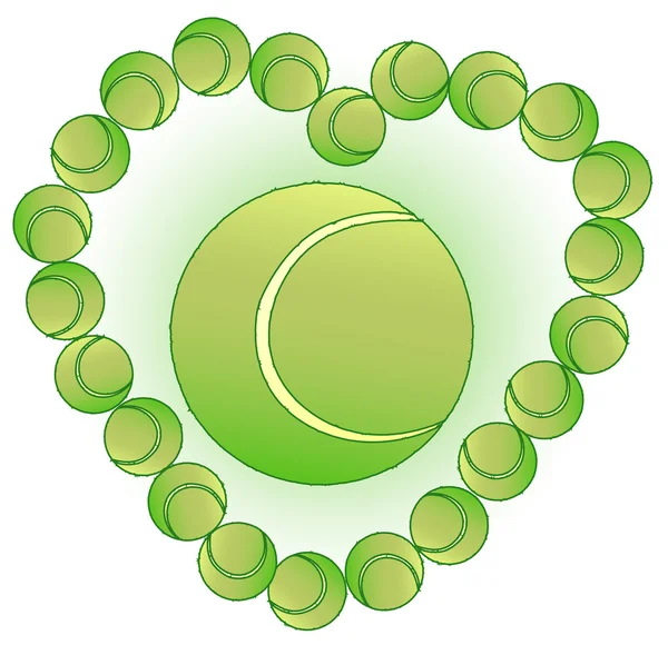 Tennis Balls Heart — Stock Vector