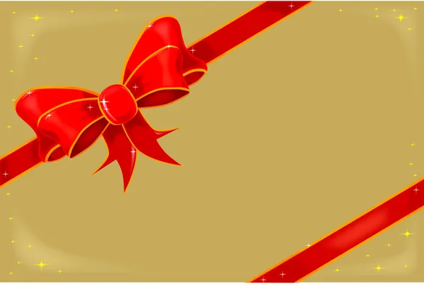 Christmas Ribbon on Gold — Stock Vector