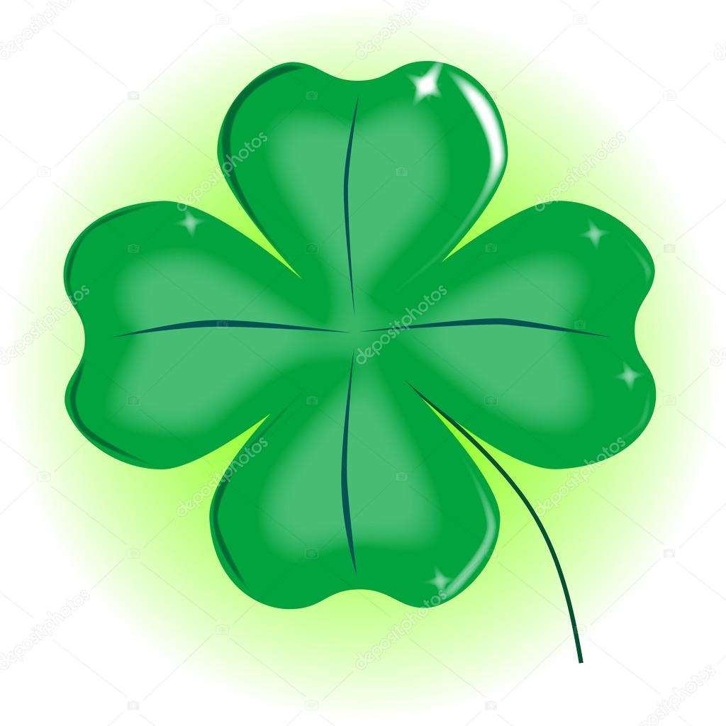 Un tr¨fle 4 feuilles irlandais vert tr¨s chanceux sur blanc — Vecteur par BigAlBaloo