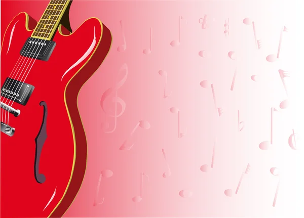 Kırmızı gitar — Stok Vektör