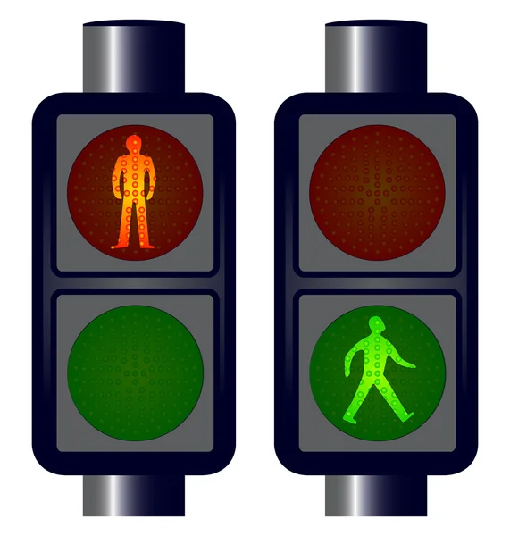 Sétáló ember közlekedési lámpák — Stock Vector